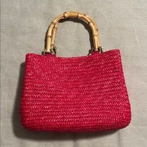 Madison Studio Vibrant Red Purse with Bamboo Accents